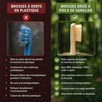 Brosse à dents BRIZE en poils de sanglier et bambou (paquet de 4)