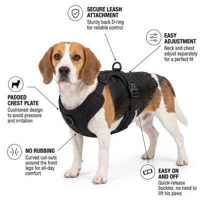 Beagle harness features - black